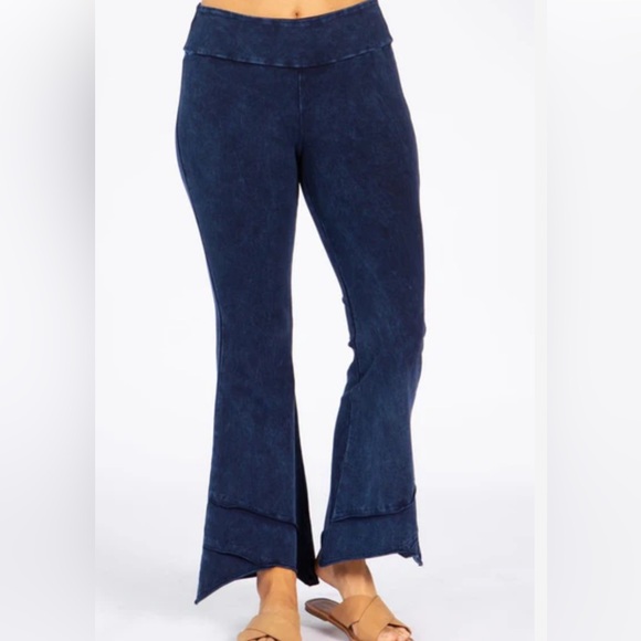 Chatoyant Mineral Wash Boutique Flare Hem Ankle Pants